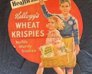 1930's Kellogg's Wheat Krispies Cardboard Sign(Rare)