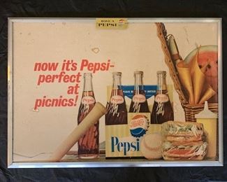 Now It's Pepsi-perfect at picnics Litho Cardboard Sign with Litho Frame(27" x 38")
