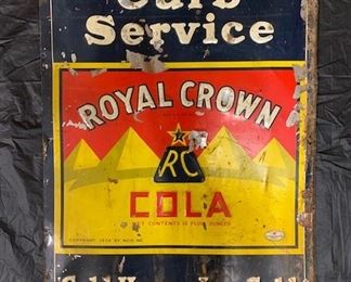 1930's Tin Curb Service Royal Crown Cola Sign(Donaldson Art Sign Co.)