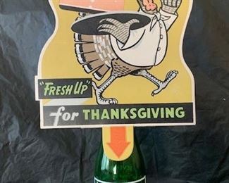 1950's 7 up Thanksgiving Bottle Topper with Bottle