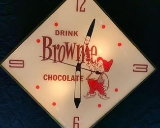 Drink Brownie Chocolate Advertising Clock(Face is Modern/Old Pam Motor and Can)