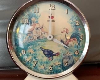 Vintage Rooster and Hen Farm Themed Alarm Clock