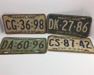 1960's MD License Plates (four) https://ctbids.com/#!/description/share/339095