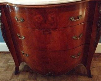 20th Century Bowfront Commode, Marble Top with double ogee edge.  Berkey and Gay Furniture company circa 1920