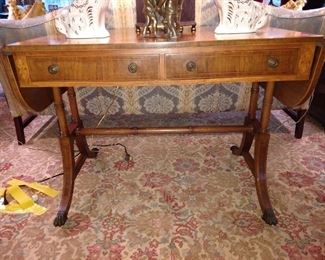 Regency Style Sofa Table.  Mahogany with Satinwood Inlays
