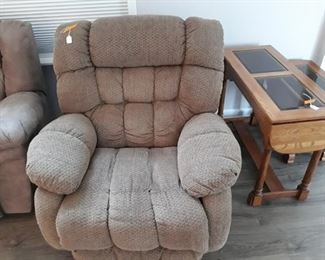 Recliner with Glass Top Tables