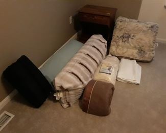 Blankets, Pillows, and Night Stand