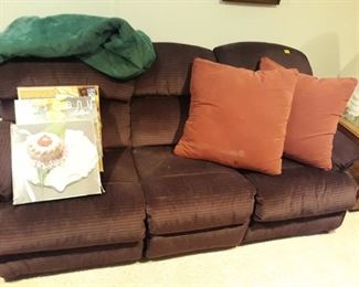 Sofa, Platters, and Floor Pillows
