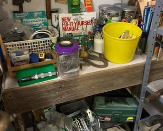 Variety of man stuff, tools, etc.