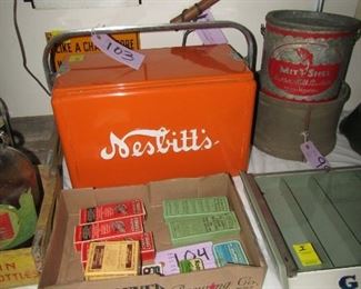 VINTAGE~BRIGHT ORANGE NESBITT'S SODA COOLER~ORIGINAL METAL~GREAT POP DISPLAY
