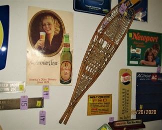 Snowshoes, Pepsi embossed thermometer