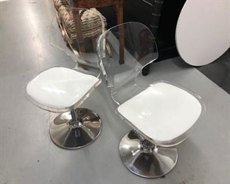 Set of Lucite Swivel Chairs and Table by Hill