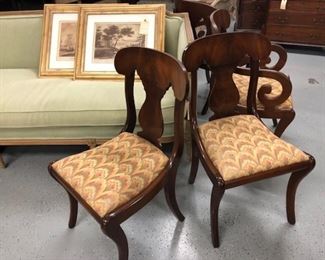 SOLD. Set of 8 Empire Style Flame Mahogany chairs by Biggs