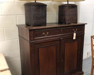 Storage Cabinet and Basket Lamps