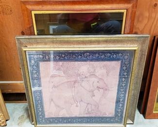 3 Framed Pieces of Artwork, 1 Portobello London Studios Glass Painting
Frames measure approximately 19" x 22" to 27" x 20.5"
