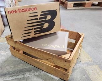 Wooden Crate, New Balance Shoes, Easy Spirit Shoes
Wooden Crate Measures Approx 17"×6.5"×11.5", Brand New In Box New Balance Shoes Size 7, Brand New In Box Easy Spirit Shoes Size 7 1/2 W