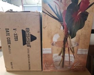 Glass Floor Vase, Little Green Clean Machine by Bissell
Glass Floor Vase, Little Green Clean Machine by Bissell Both Items Brand New In Box