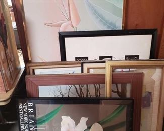 6 Pieces of Framed Artwork and Empty frame
Measurements range from approx 30"×60.5" to 36"x24"