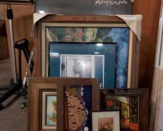 7 Framed Pieces of Wall Art
Measures approx from 11"x13" to 25"x36"