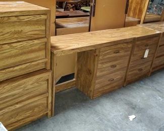Includes 3 Nightstands, Desk with 3 drawers and Dresser with Mirror Measures approx 17"x22"x21" to 17"x48"x29" Mirror measures approx 28"x48"