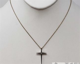 14k Gold Diamond Necklace, Weighs Approx 3.3g
14k Gold Diamond Necklace, Weighs Approx 3.3g