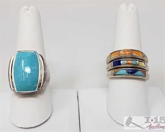 .925 Sterling Silver Rings With Turquoise, Weighs Approx 22.5g
.925 Sterling Silver Rings With Turquoise, Weighs Approx 22.5g, Sizes Include
