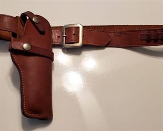 Bucheimer Leather Holster and Ammo Belt (Small Caliper Shells) ~ 36 in. long