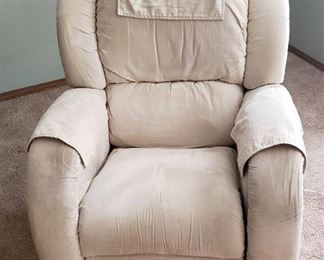 LazBoy Cream Microfiber Swivel Rocker Recliner ~ Seat Measures: 20 in. across