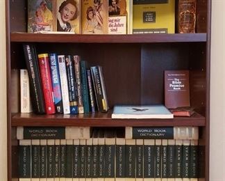 Lot of Books ~ 3 Shelves: German Language Books, Novels, and Set of World Book Encyclopedia