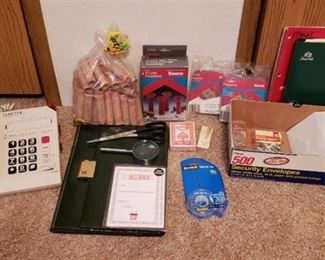 Lot of Office Supplies, Coin Collecting Wraps and Phone