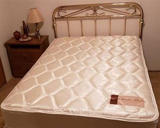 Full Size Bed Set ~ Brass Head Board, Slumber Plush Mattress & Boxspring and Hollywood Metal Frame ~ Nightstand Not Included