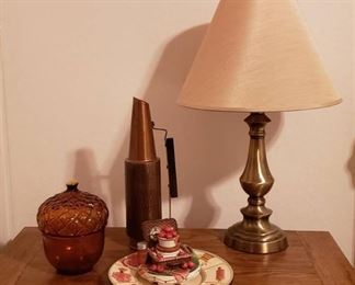 Lot of Decor on Top of Nightstand ~ Lamp Works