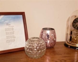 Lot of Decor on Chest of Drawers ~ Battery operated Clock , Vases and Other Items