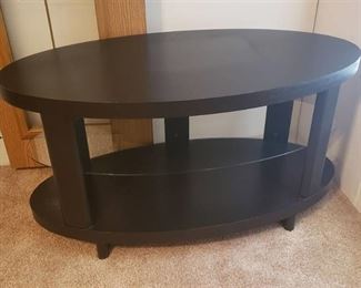 Modern Oval TV Stand with Glass Shelf 45 in. x 21 in. x 24 in.