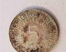 Lot of 3 German Coins ~ 1972 10 Deutsche Mark Silver Coin ~ Olympische Spiele Munchen 8.26-10.9, 1972 (62.5% silver), 1951 5 Deutsche Mark Coin (62.5% silver), and 1951 2 Deutsche Mark Coin (copper-nickel)