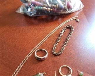 Lot of Jewelry ~ (1) Necklace marked 835 and (1) Ring is marked 14k GF