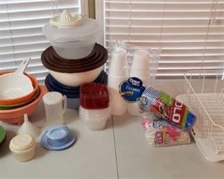 Lot of Everyday Plastic Kitchen Items and Disposables
