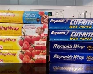 Lot of Reynolds Wrap, Wax Paper and Glad Cling Wrap ~ 8 box total