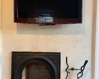 HD TV & contemporary fireplace accessories