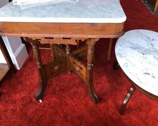 Antique marble top parlor tables in excellent condition. 