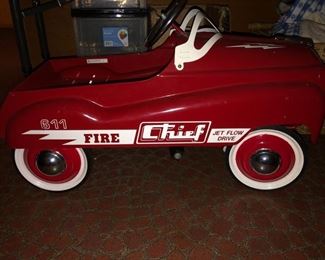 Child's Fire Chief pedal powered car in excellent condition (reproduction)