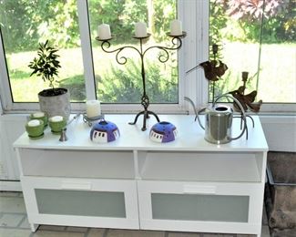 NICE SHELVING WITH DRAWERS, CANDLES HOLDERS