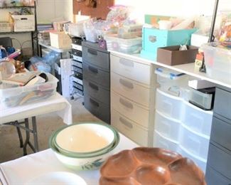 CRAFT ISLE - MANY VARIED CRAFT ITEMS, NICE SELECTION OF STORAGE DRAWERS