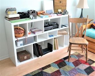 EXCELLENT WELL MADE SHELVING, SOME NEAT ITEMS ON IT TOO