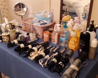 Toiletries, Stand Mirror, Hair Styling Tools