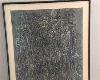 Mark Tobey "Gothic" 1954 Lithograph 26.5"w  x 34" h asking $380
