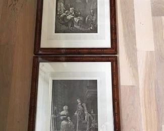 Framed antique etchings asking $40 each