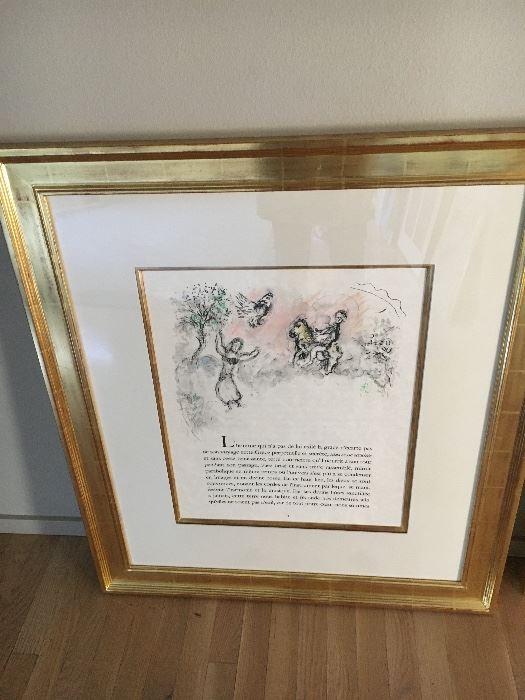 Color Lithograph on Japon nacre paper 25" x 19 .5" Printed by Mourlot.  limited edition of 20 printed.    1967. Chapter Heading is "In the Land of the Gods" one of two pieces second one is in the next photo Asking $1400 for the pair