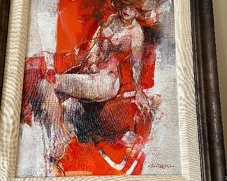 "Modele nel rosso" oil on canvas h 16 w 12 originally $1200. artist Vanni Saltarelli asking $780