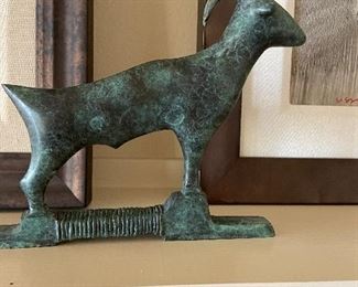 wonderful bronze goat statue signed